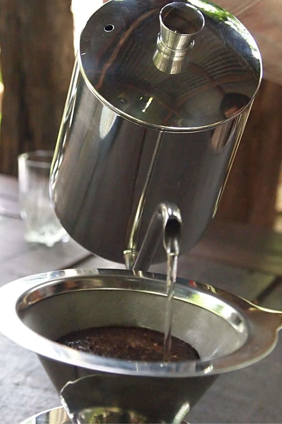 If you want to use the liquid form of the coffee grounds, strain the coffee so only the liquid will be left